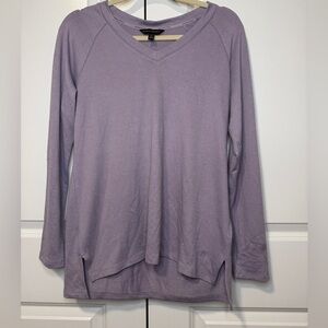 Banana Republic Women Long Sleeve V-Neck Tunic Top Purple High-Low Hem Size M